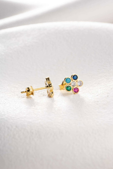Heliophilia Silver Pendientes de Plata de Ley con Recubrimiento de Oro
